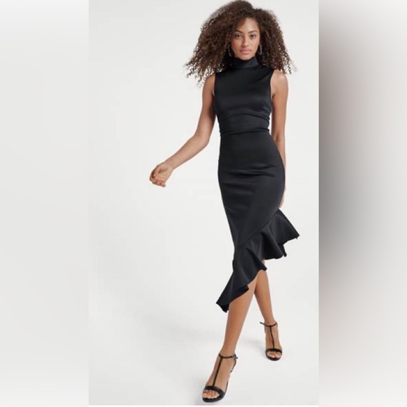 VENUS Dresses & Skirts - Asymmetrical Ruffle Dress - Color Black